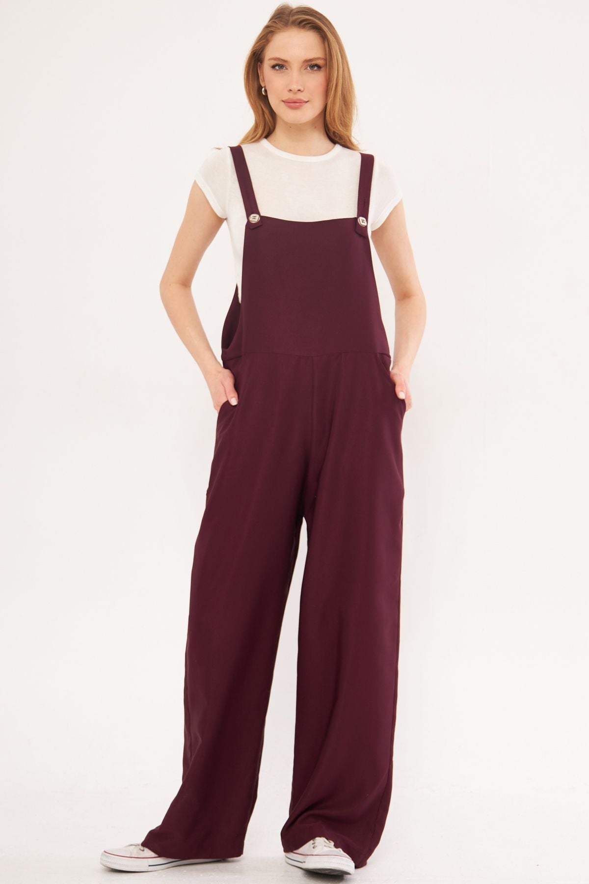 Women's Plum Ikosi Jumpsuit with Pockets and Wide Legs Gardener Model ARM-24Y001043