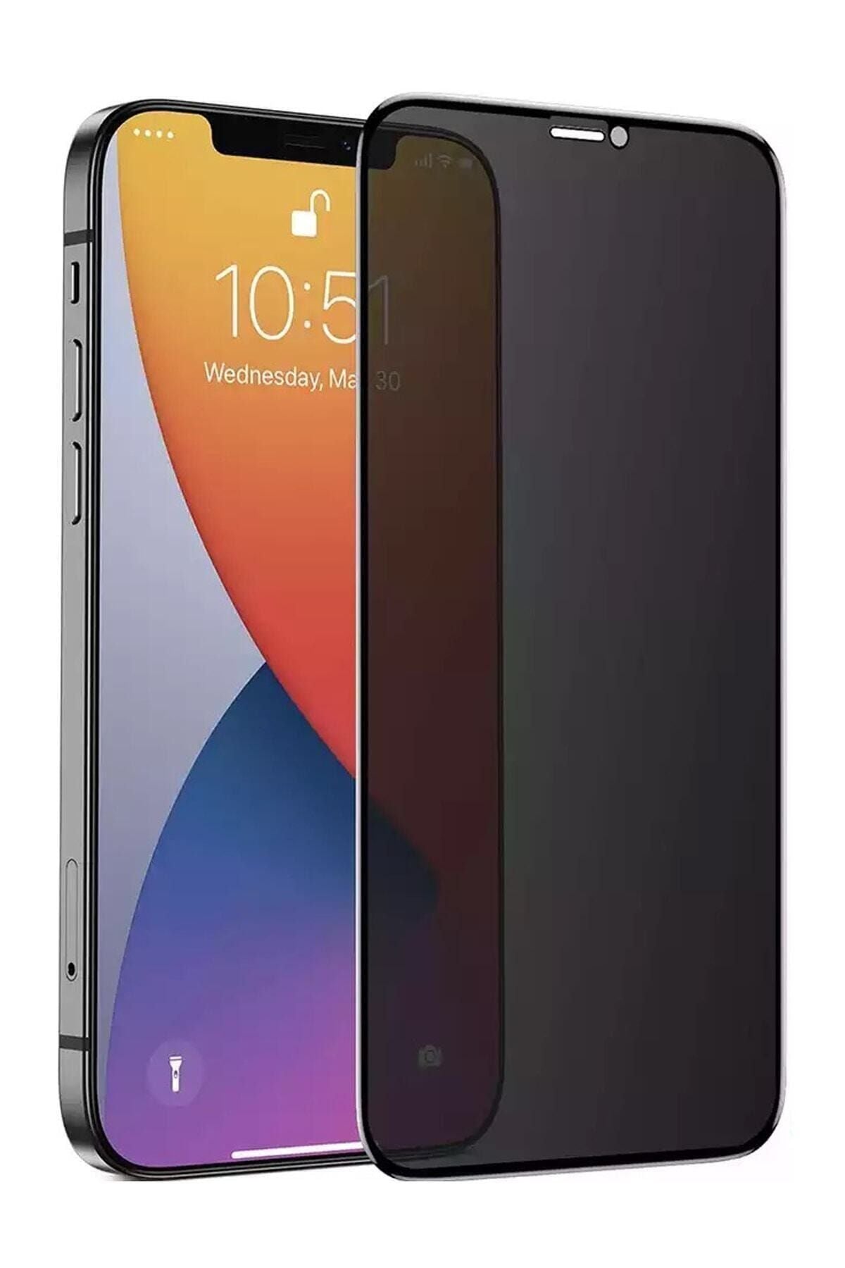 Apple Iphone 12 Pro Max Unrelated Glass Privacy Ghost Full -Covering Screen Protector