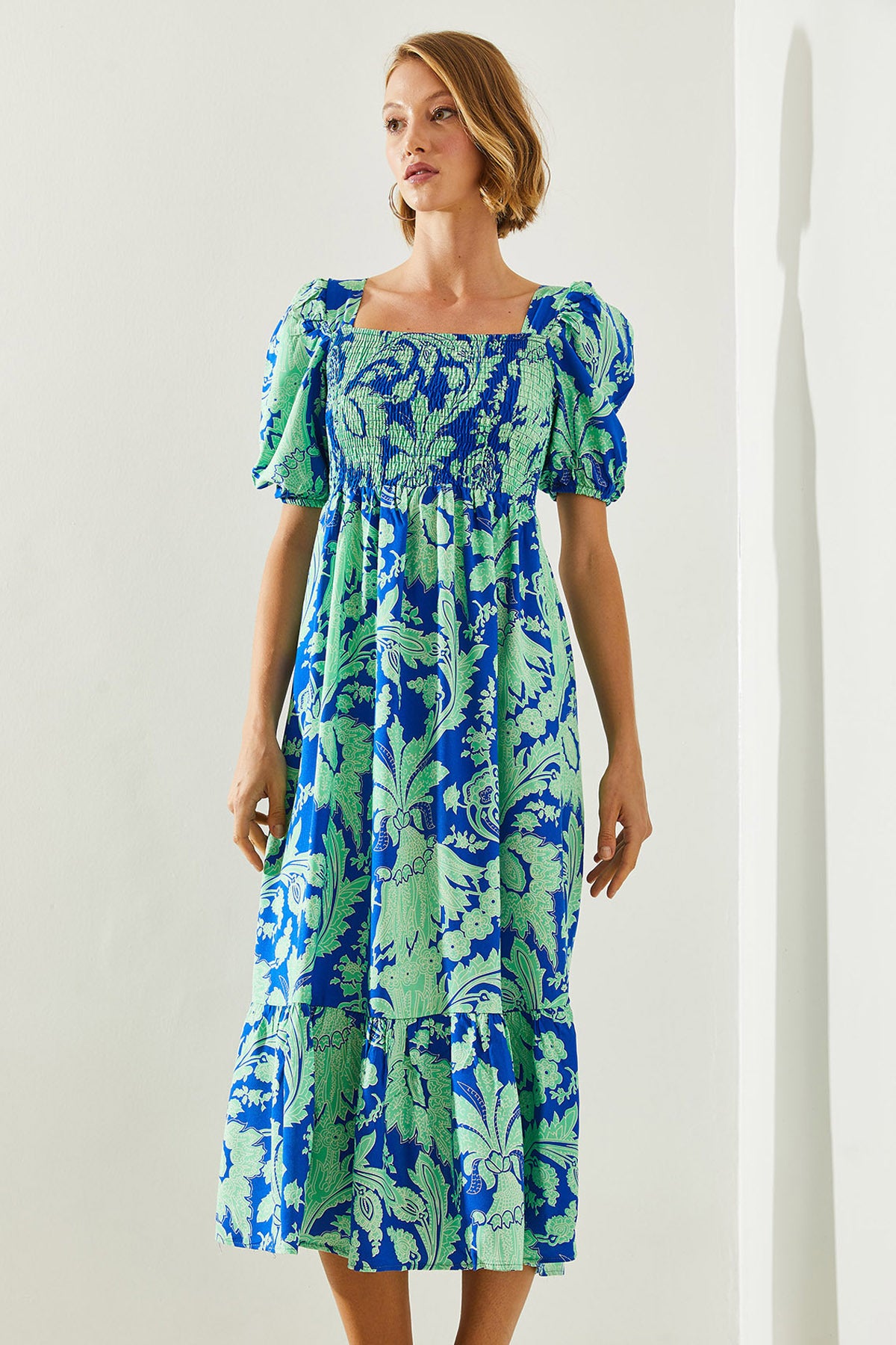 Women's Chest Gimped Watermelon Sleeve Viscose Dress 40881013