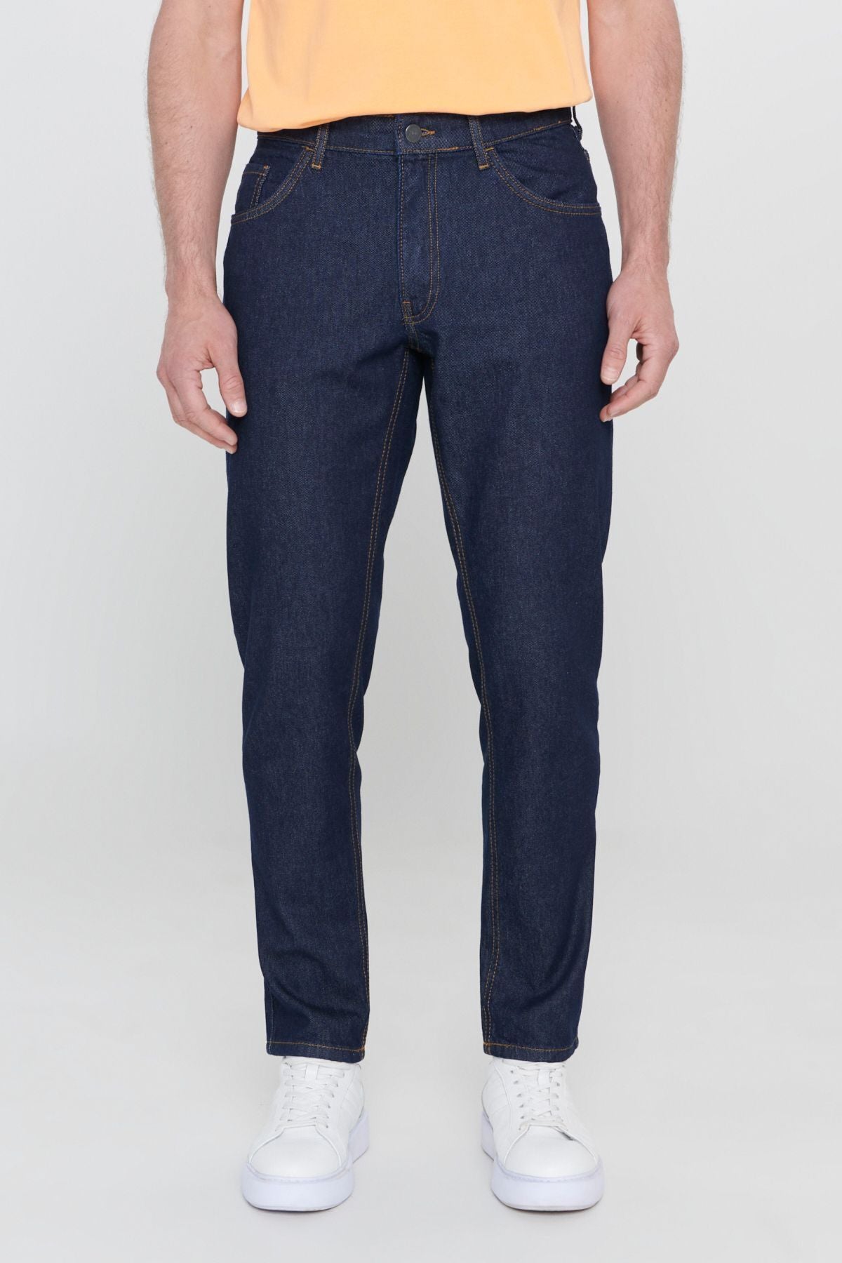 Men's navy blue comfort fit comfortable cut 100 %cotton denim jean jeans