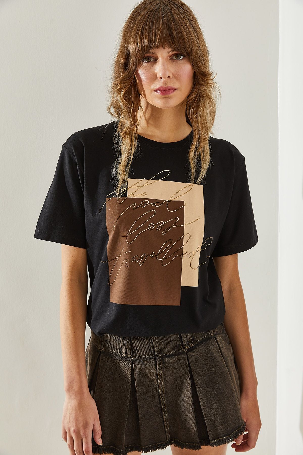 Female Bicycle collar short sleeve stamp detailed T-shirt 60251363