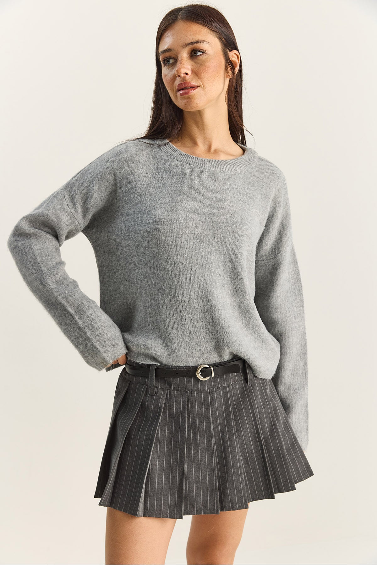 Women's Crew Neck Basic Knitwear Sweater 60285009