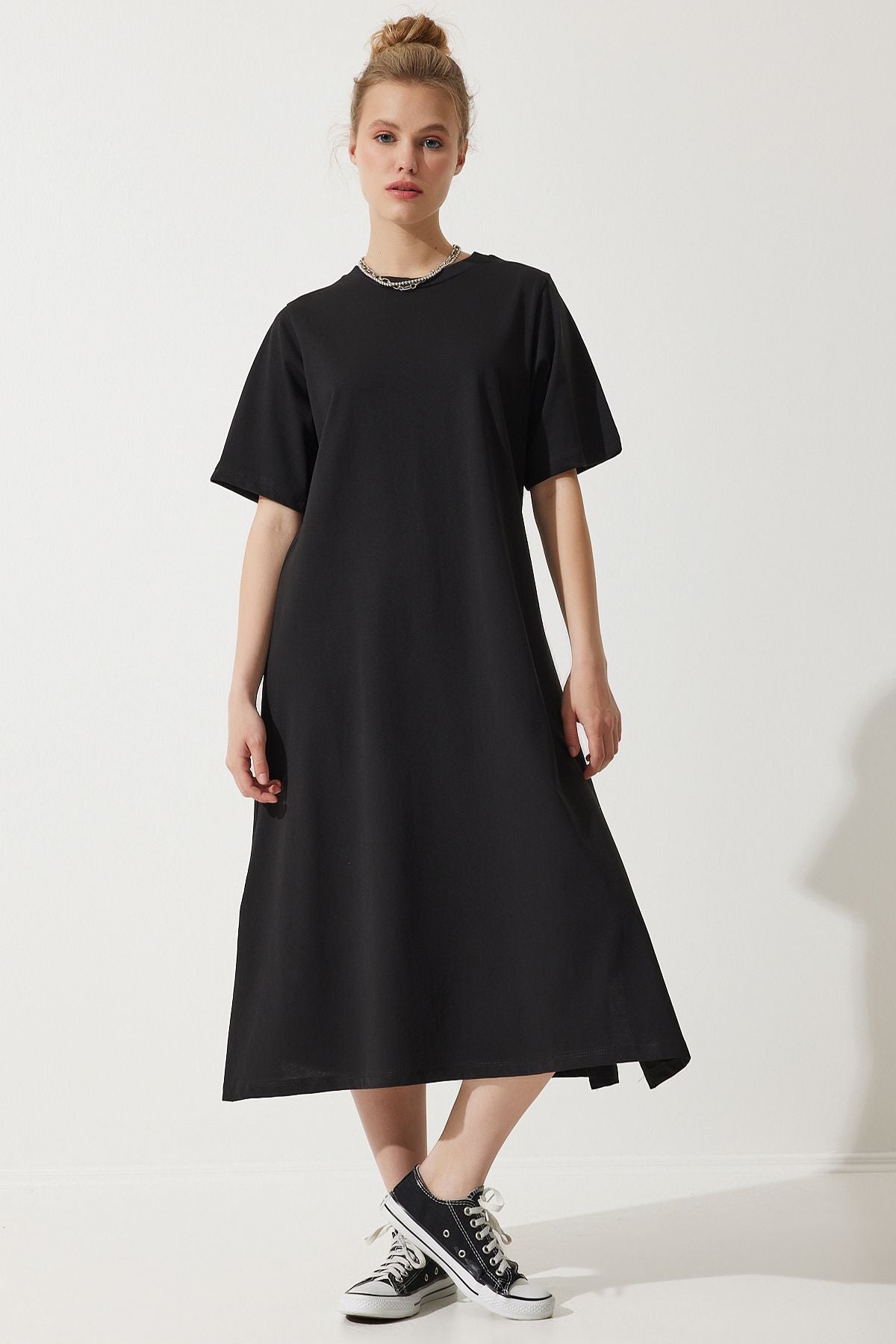 Female black bike collar with plenty of relaxed combed dress BP00158