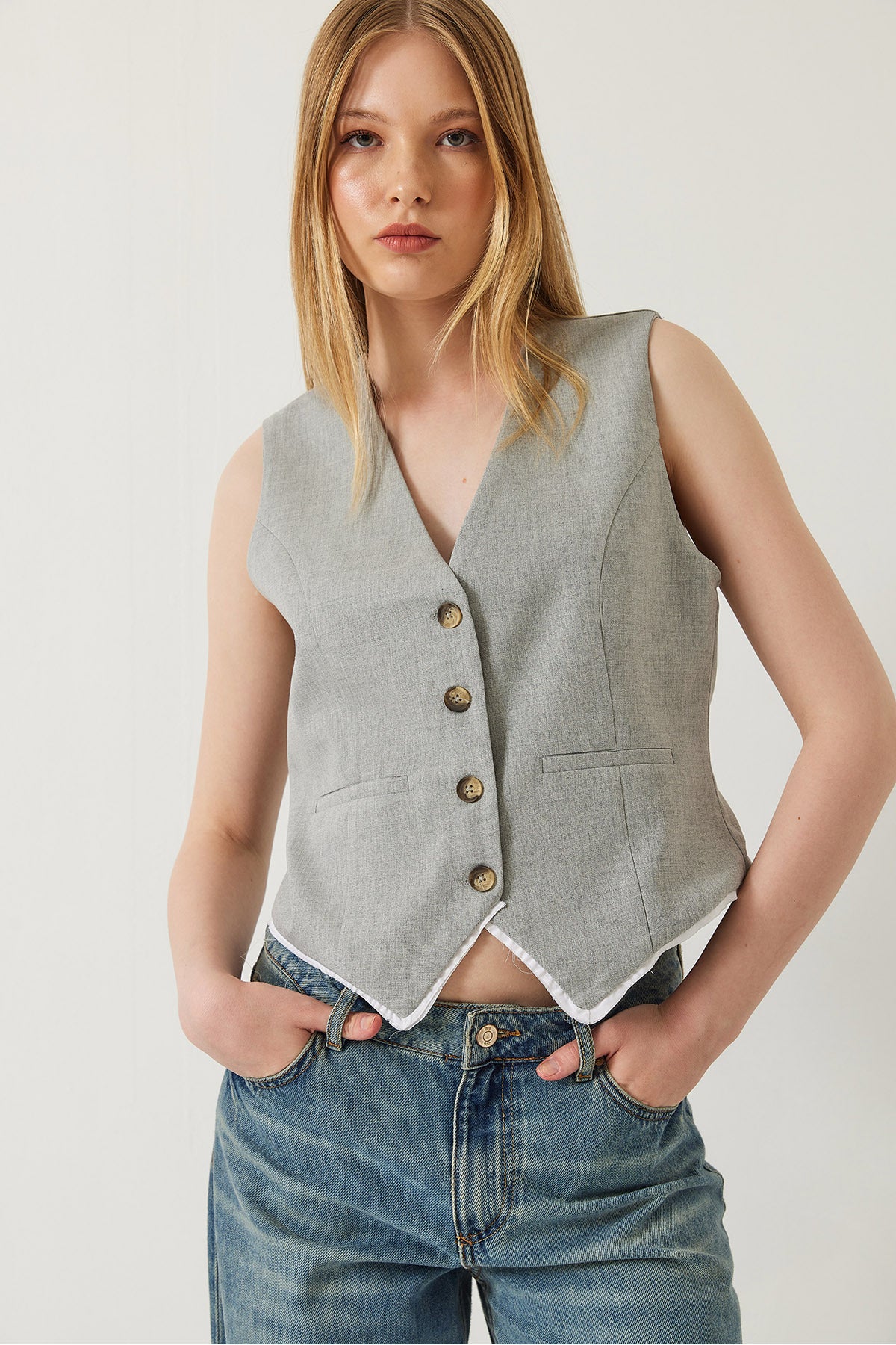 Women's V-Neck Viscose Pile Lined Vest 60232 60271060