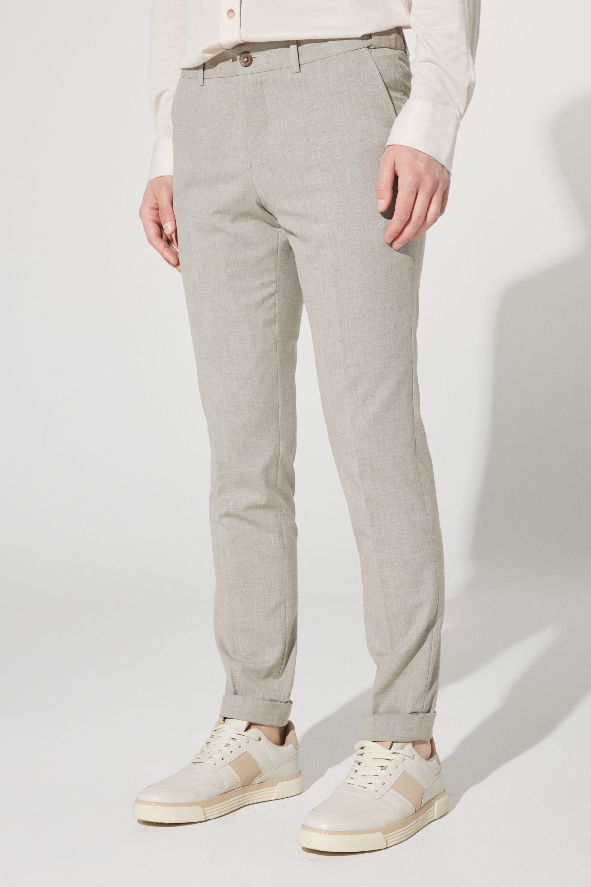 Slim Fit Narrow Cut Patterned Waist Waist Fabric Classic Pants
