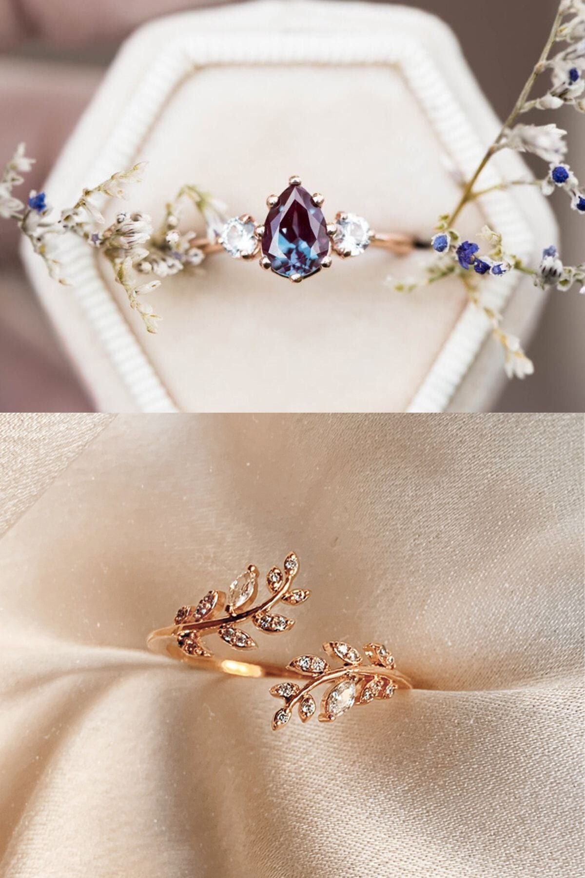 Mystical Topaz and Acacia Ring 14 K Rose Gold Plated Ring