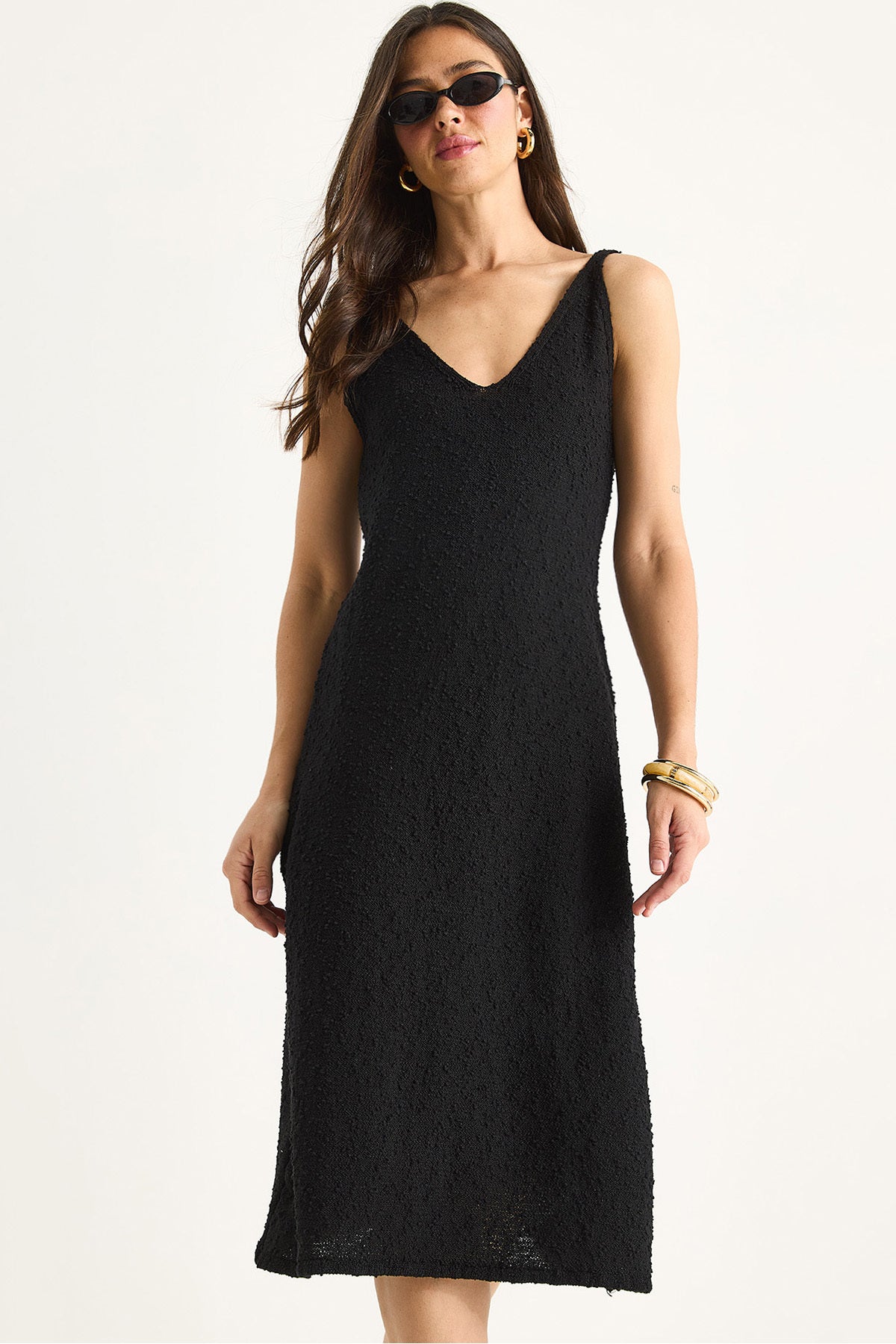 Women's V-Neck Strap Summer Knitwear Dress 20251009