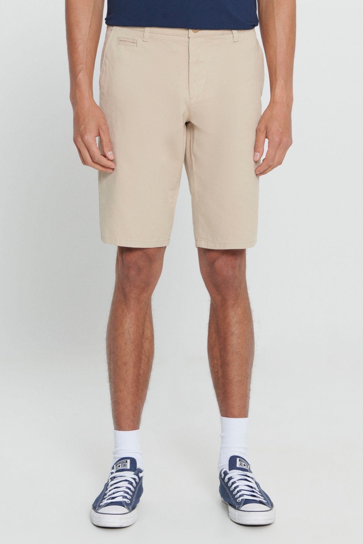 Men's Beige Slim Fit Narrow Cut Amelery 100 %Cotton Casual Chino Shorts