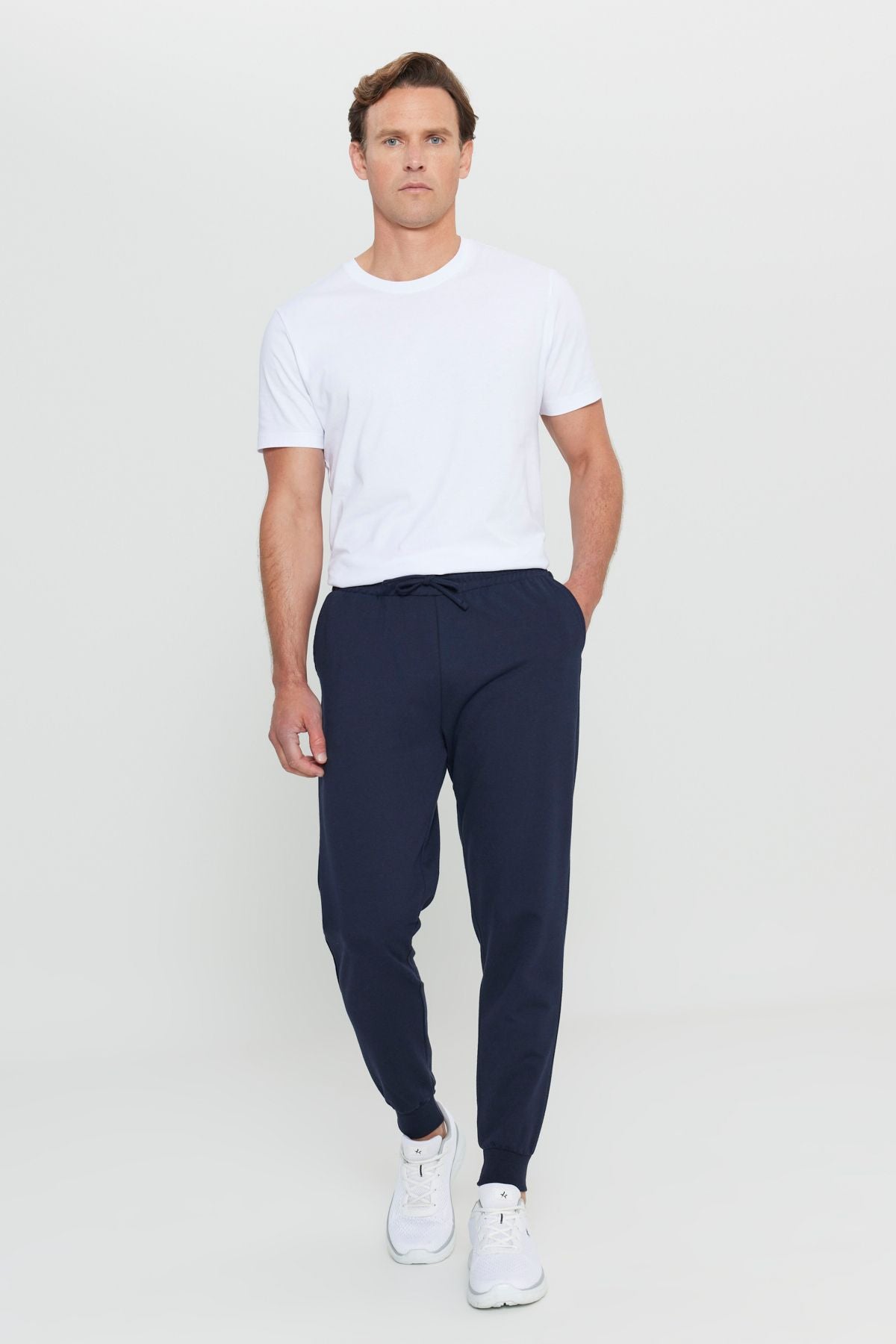 Men's Navy Blue Standard Fit Normal Cutting 2 IPPE POET CASE COTTON JOGGER SERVICE SIZE