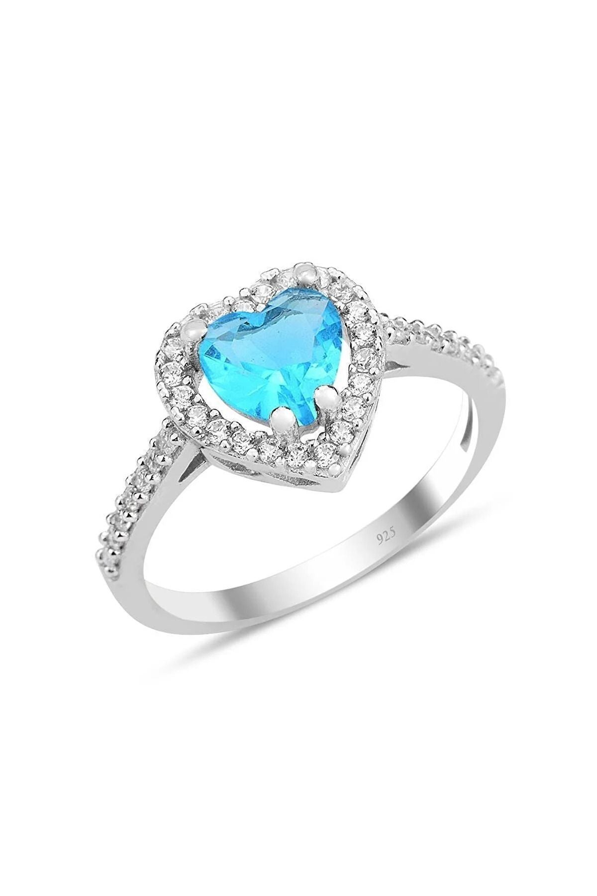 Diamond Montur Aqua Stone Silver Plated Adjustable Women Ring