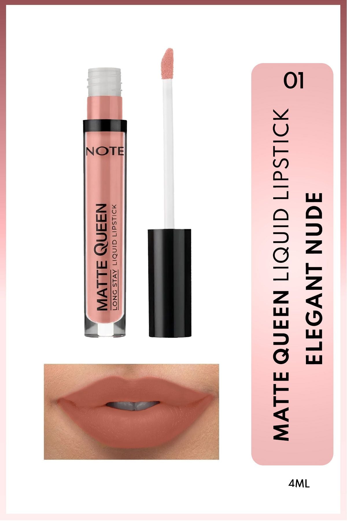 Matte Queen Lipstick Permanent Matt Liquid Lipstick - 01 Elegant Nude - Nude