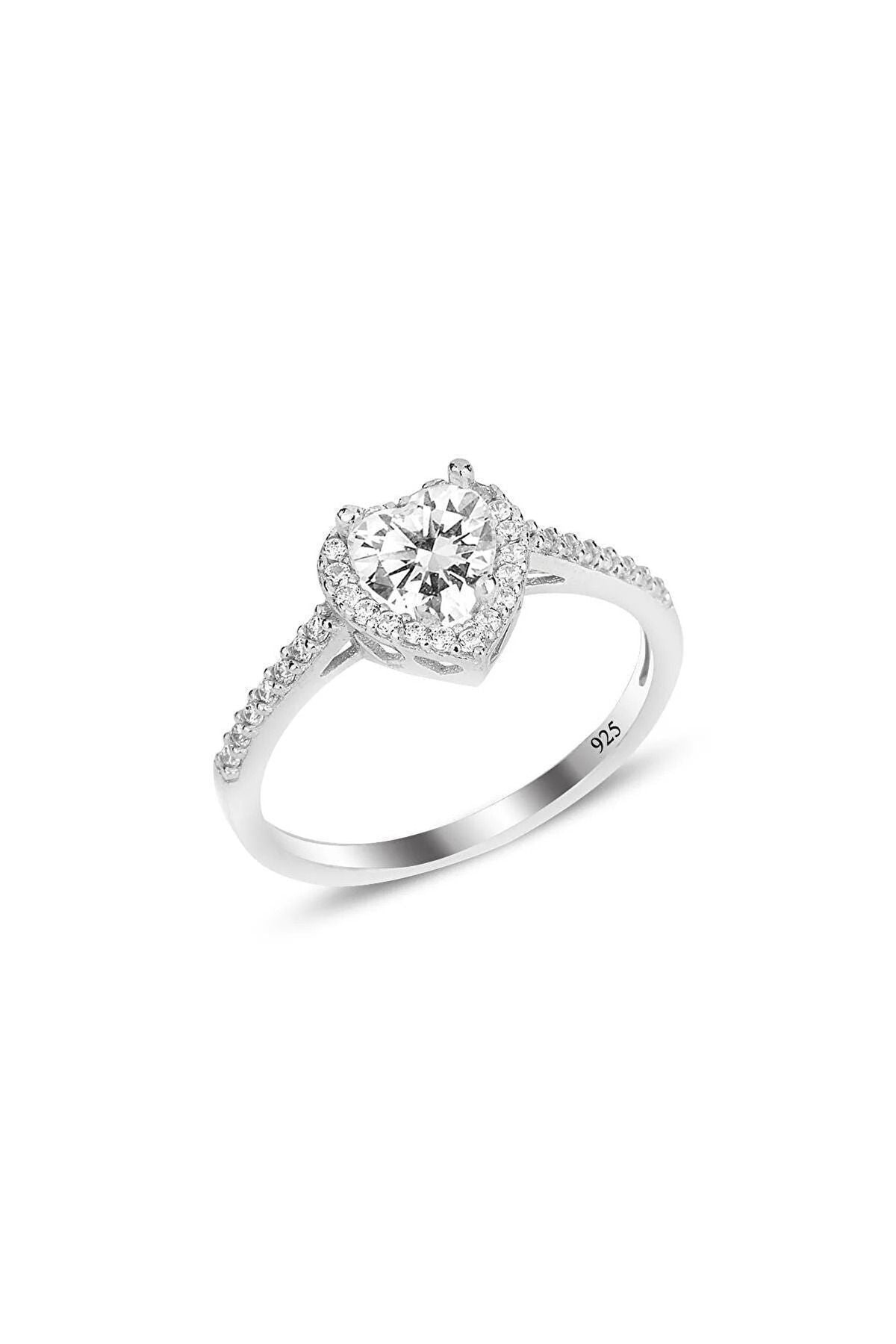 Diamond Monture White Stone Silver Plated Adjustable Women Ring