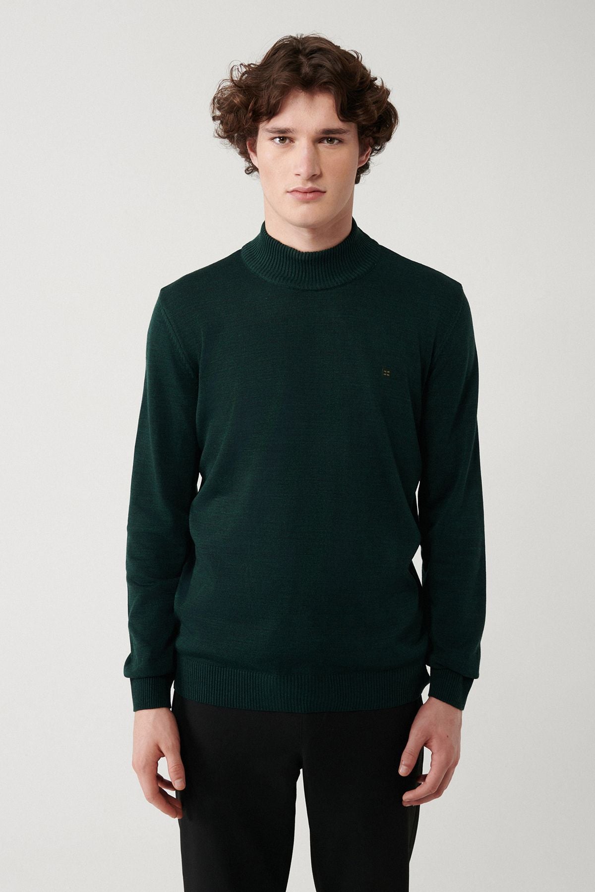 Men's Green Half Fisherman Collar Follow -up knitwear sweater E005001