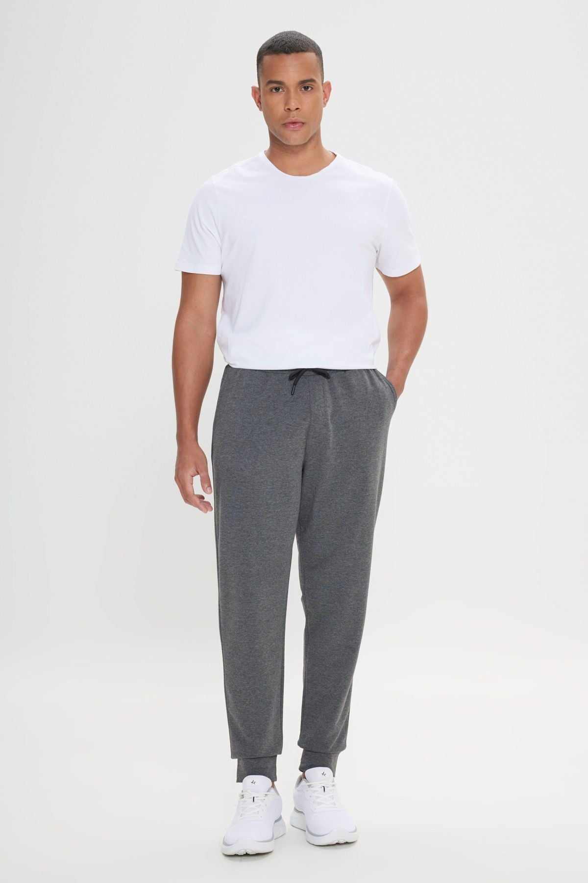 Men's anthracit-melanj standard fit normal cut waist and trotter with a tire comfortable sports tracksuit six