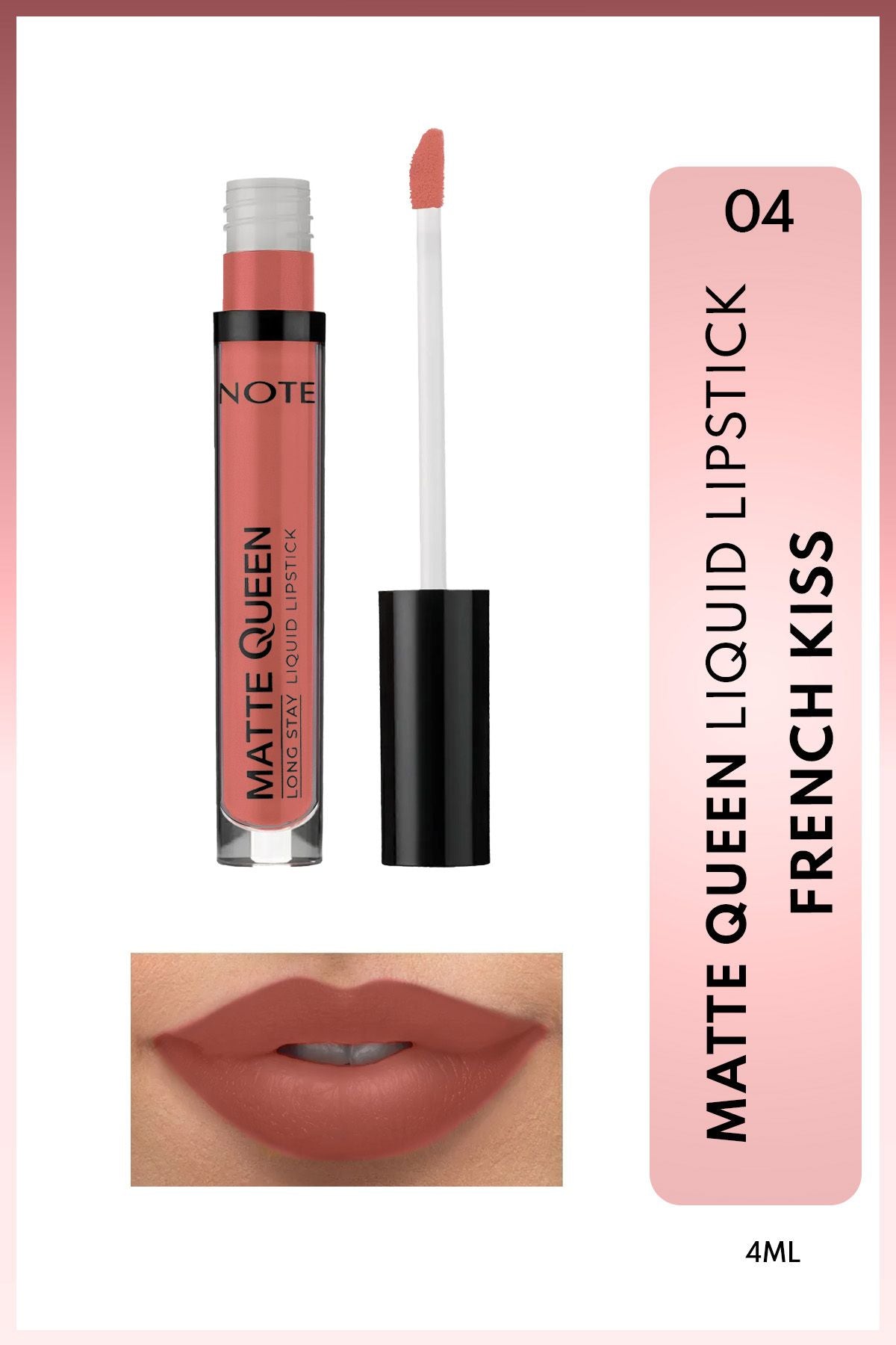 Matte Queen Lipstick Permanent Matte Liquid Lipstick - 04 French Kiss - Nude