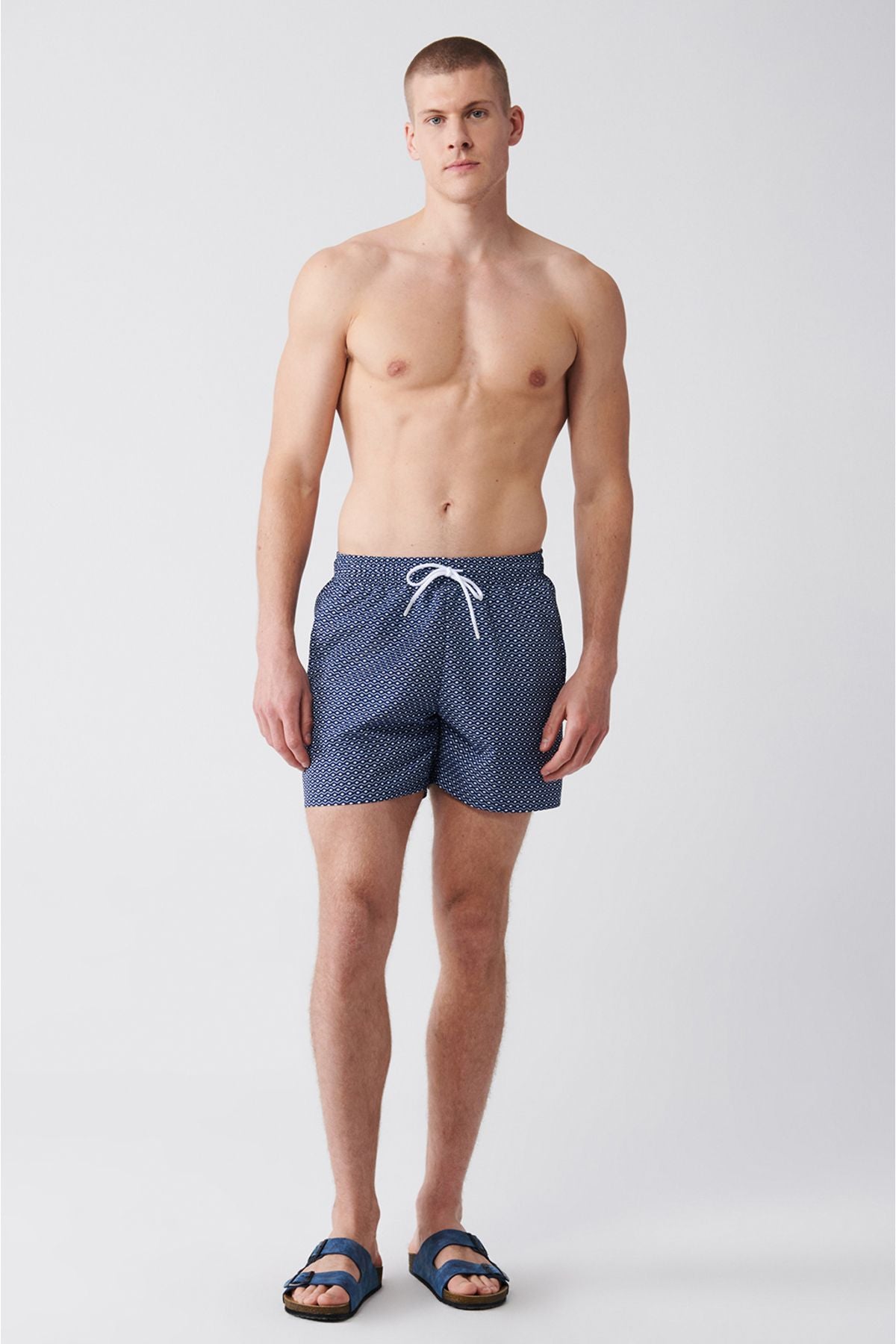 Men's Navy - Blue Fast Drying Printed Standard Size Mayo Sea Short E003802