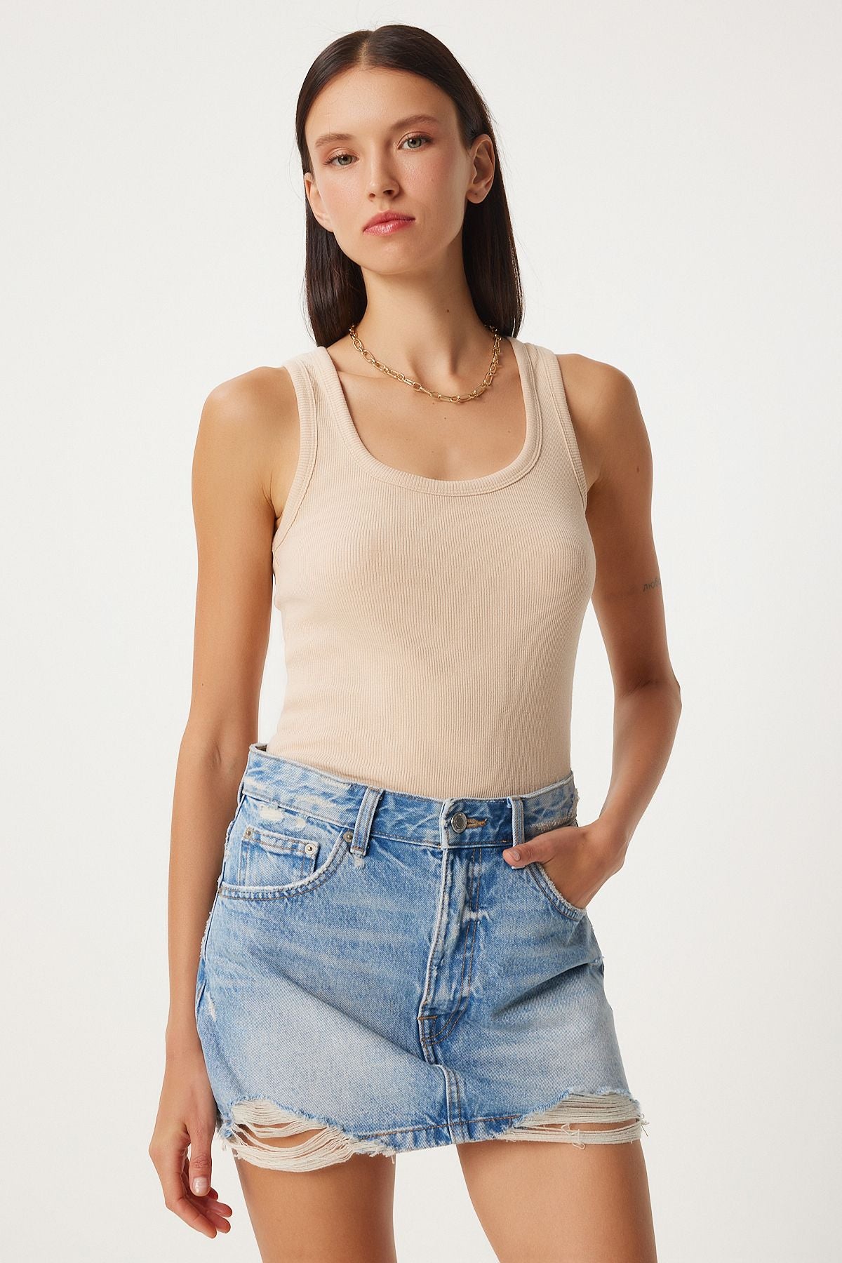 Female Biscuit Cream 2 Piece Wick Thick Strap Knitting Athlete HJ00010