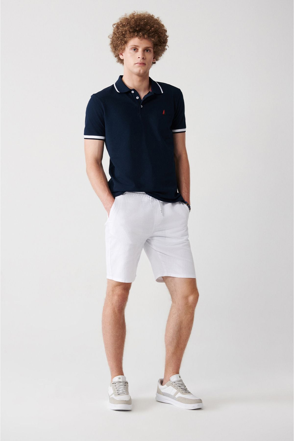 Men's White 100 %Cotton Side Pocket Waist Linen Linen texture E003603