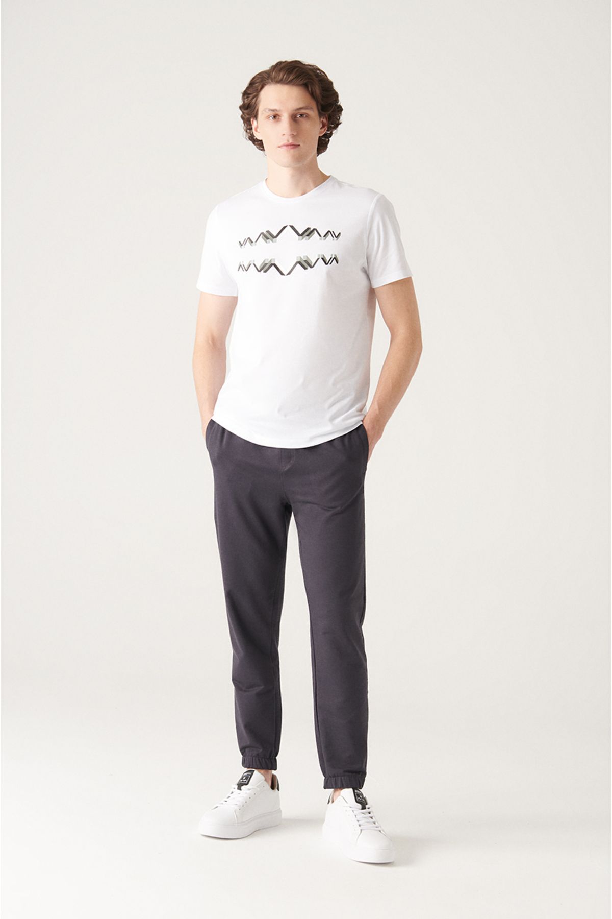 Men's anthracite waist laced with a pocket of the cotton tracksuits with 2 -IP Cotton Tire E003403