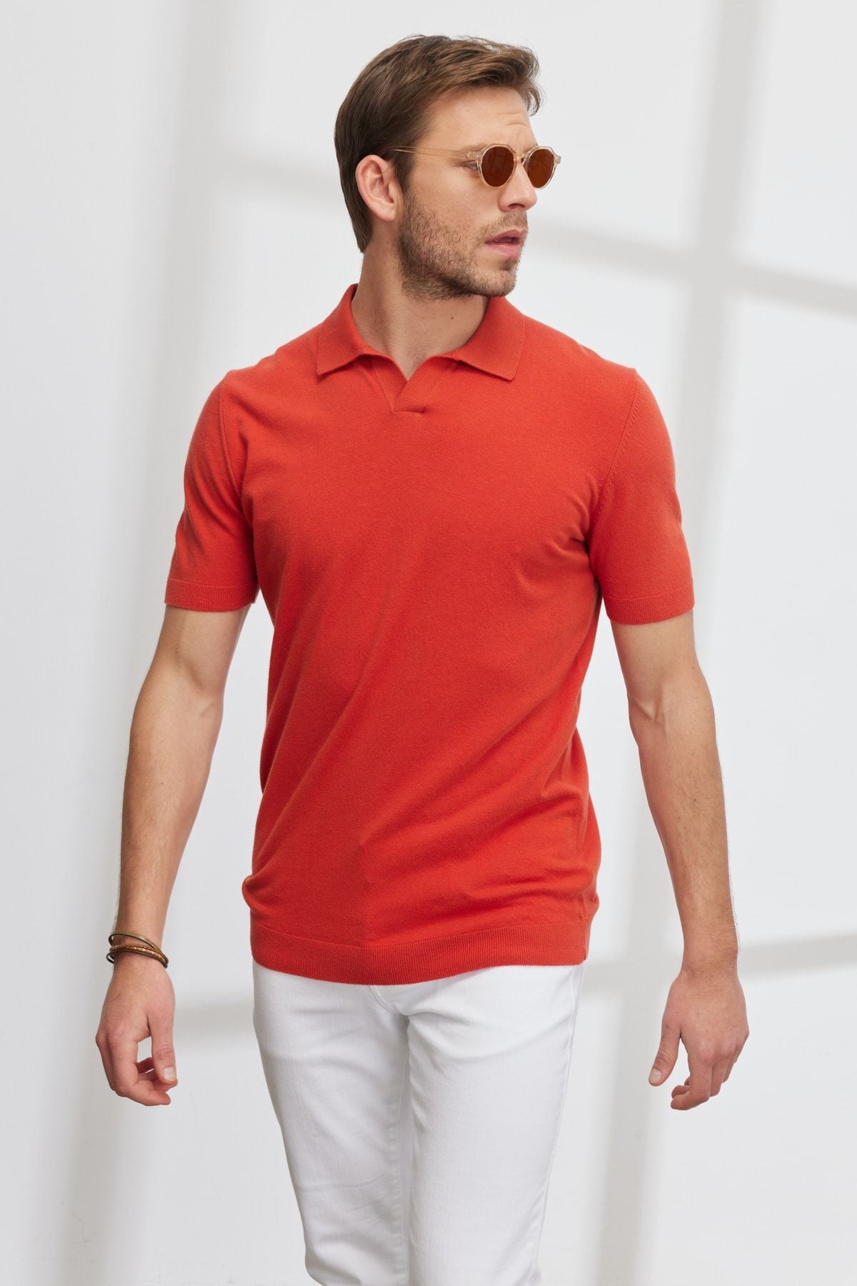 Men's Tile Standard Fit Normal Cut Polo Yaka Short Sleeve Patterned Triko T -shirt