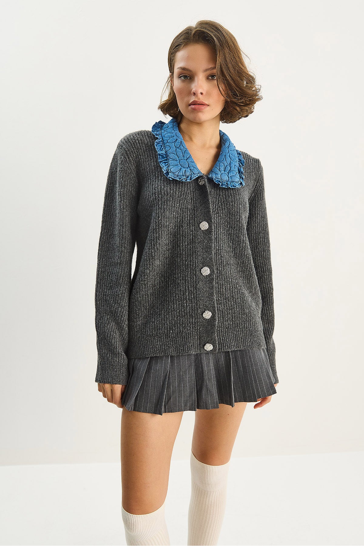 Women's Collar Detailed Knitwear Cardigan TH241105 60283692