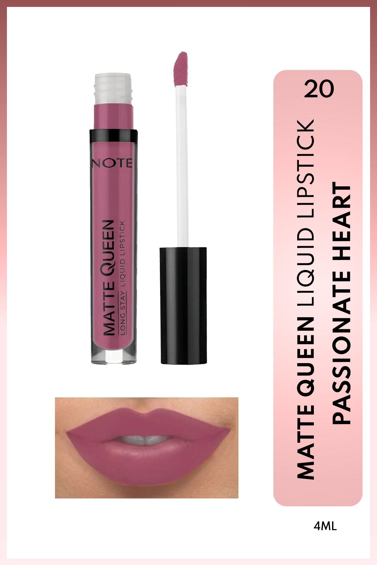 Matte Queen Lipstick Permanent Matt Liquid Lipstick - 20 Passionate Heart - Purple