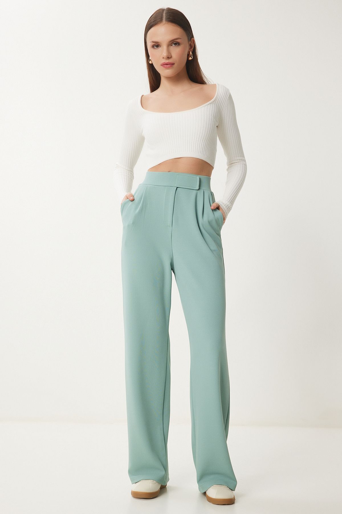 WOMEN'S WATER GREEN WAST WAST CAUTION CASHING WOOD Pants RV00150