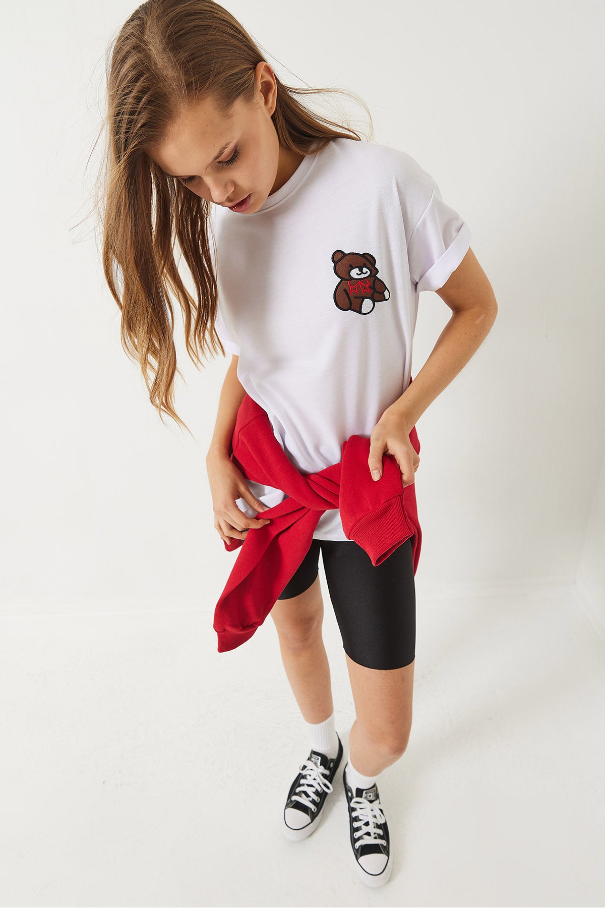 Women's Teddy Embroidered Casual Basic T-Shirt 60284019