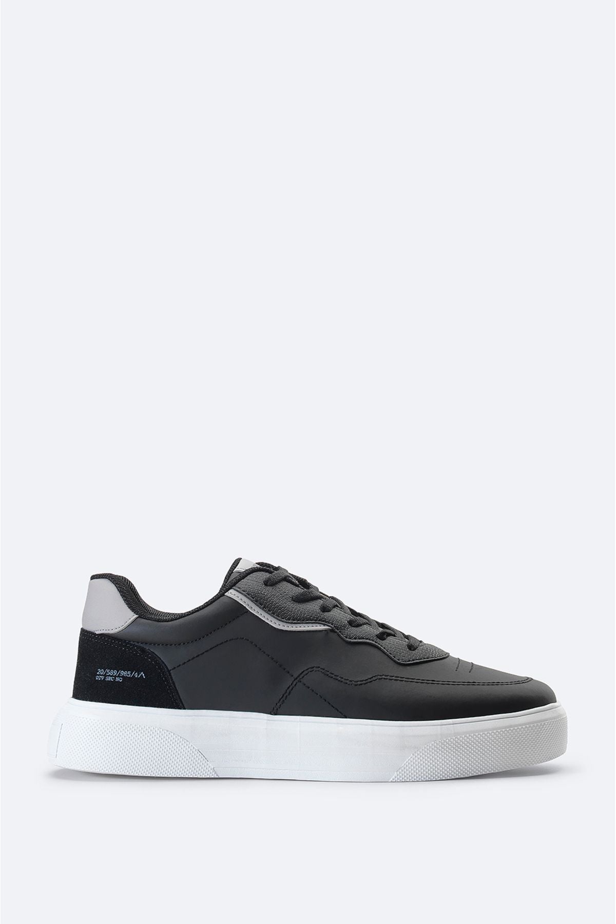 Men's black -piece suede leather detailed flexible floor casual shoes A31y8001