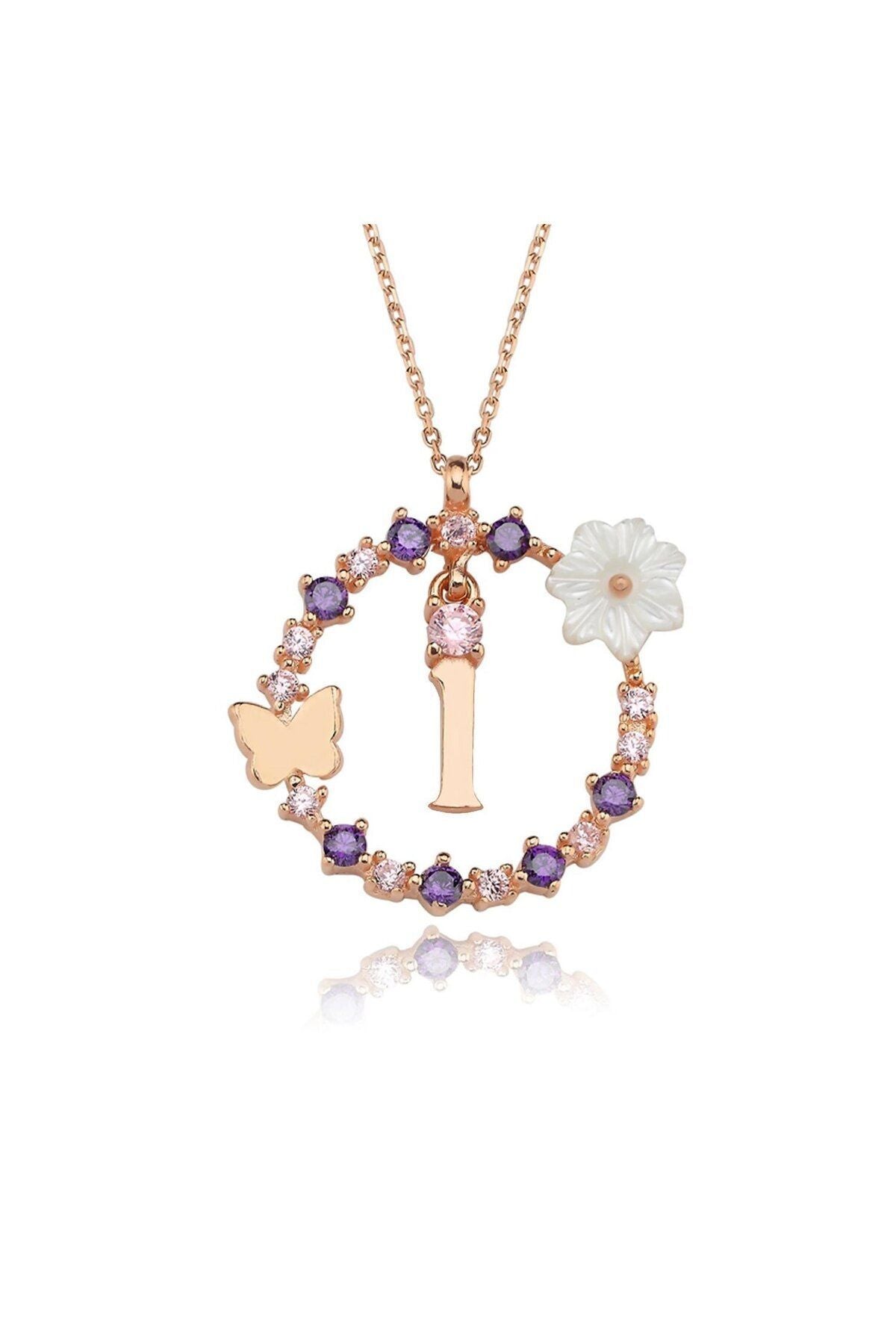 Magnolia Flower Dreams Glitter 14k Rose Gold I Level Women's Necklace