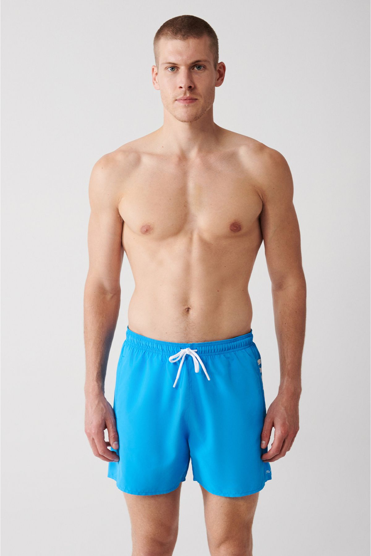 Men's white-turquoise fast-drying printed standard Size Mayo Sea Short E003802