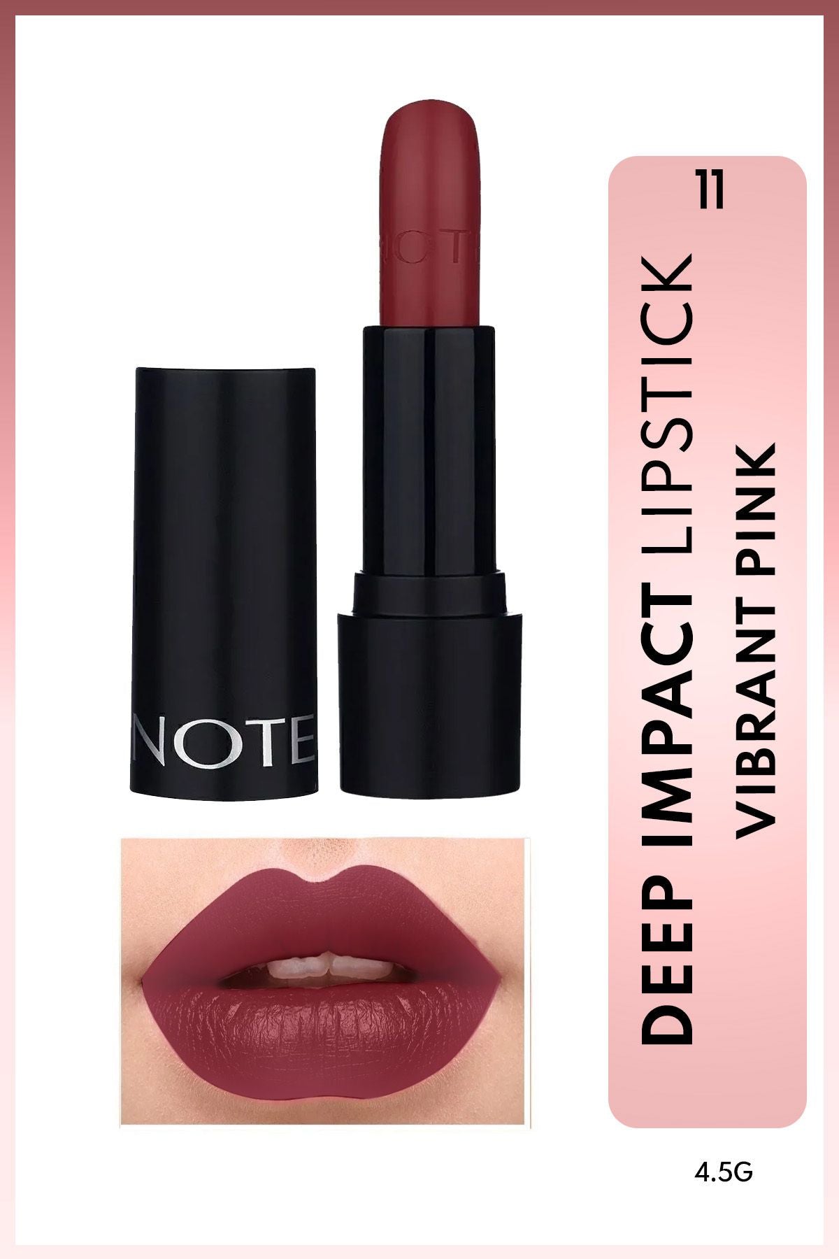 Deep Impact Lipstick Creamy texture semi -bright lipstick 11 Vibrant Pink - Red