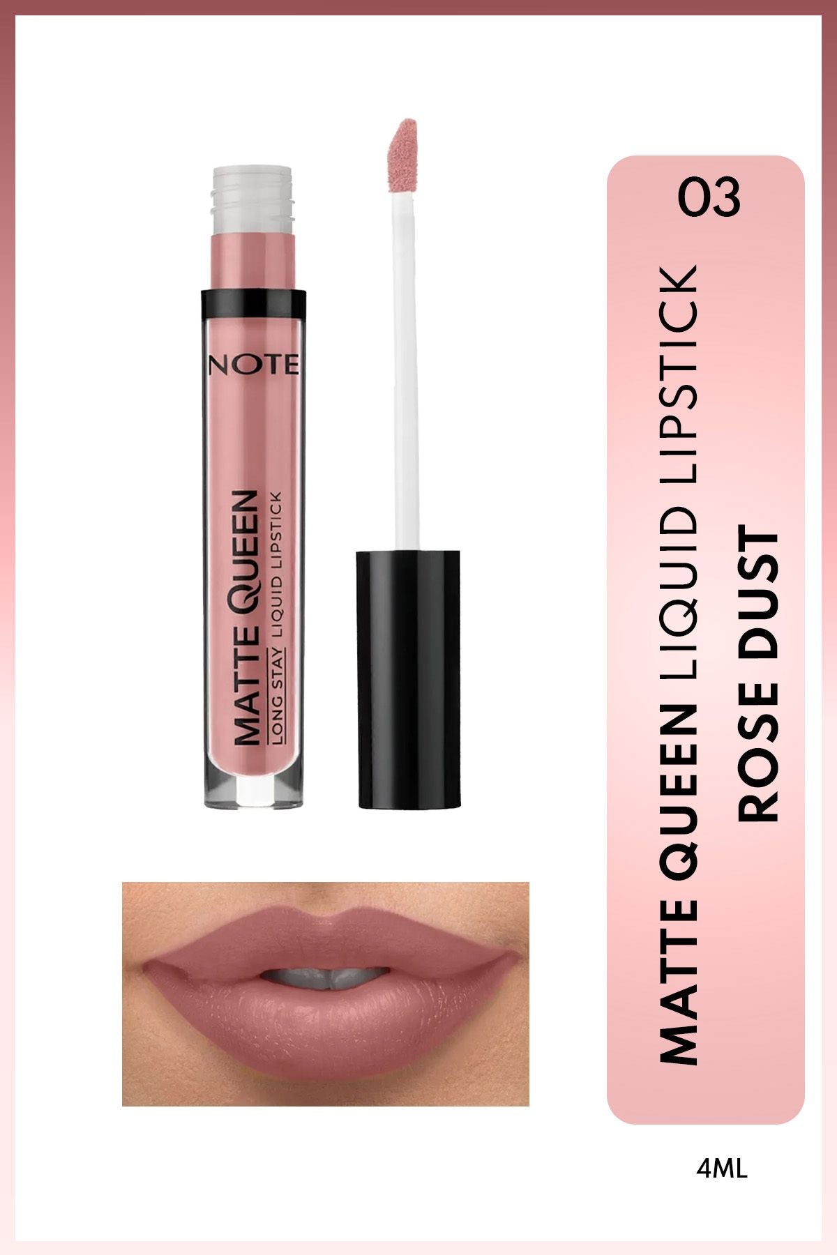 Matte Queen Lipstick Permanent Matt Liquid Lipstick - 03 Rose Dust - Nude