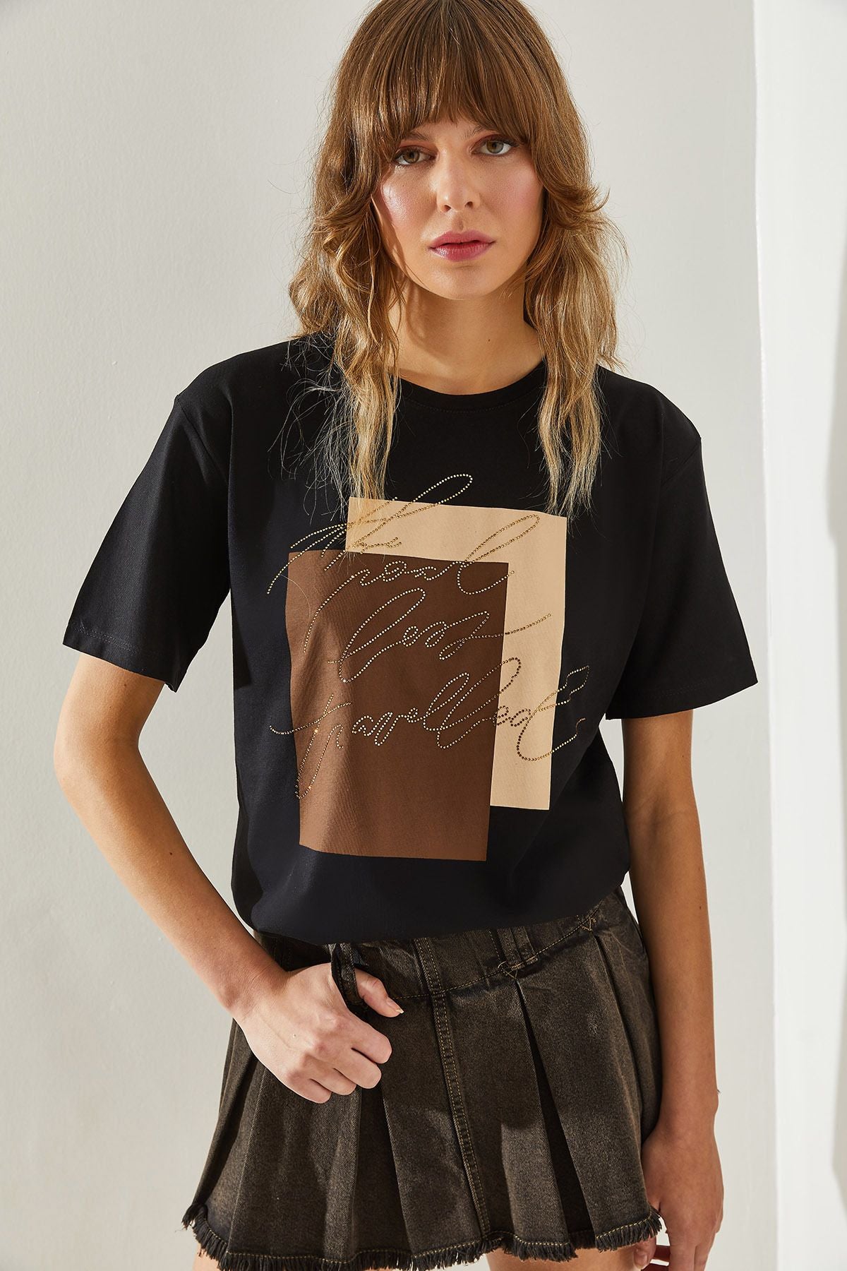 Female Bicycle collar short sleeve stamp detailed T-shirt 60251363