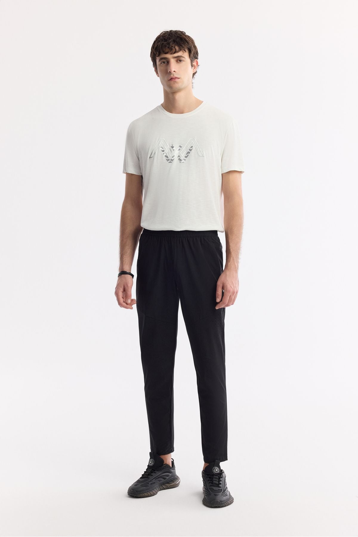 Men's Black Waist Side with Pocket Part Technical Fabric Jogger A51y3421