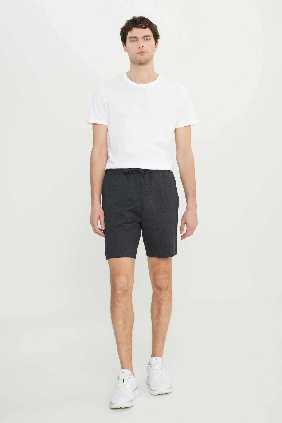 Men's anthracite standard fit Normal cut 2 yarn pocket recycle cotton knitted shorts