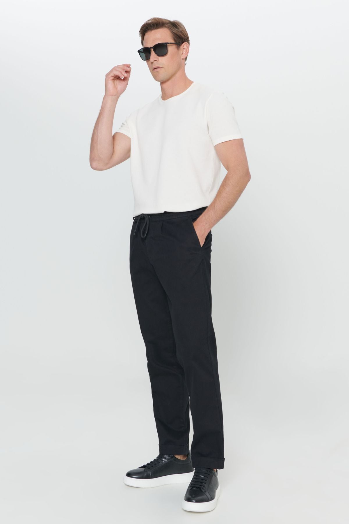 Men's black cotton comfort fit comfortable cutting side pocket pants