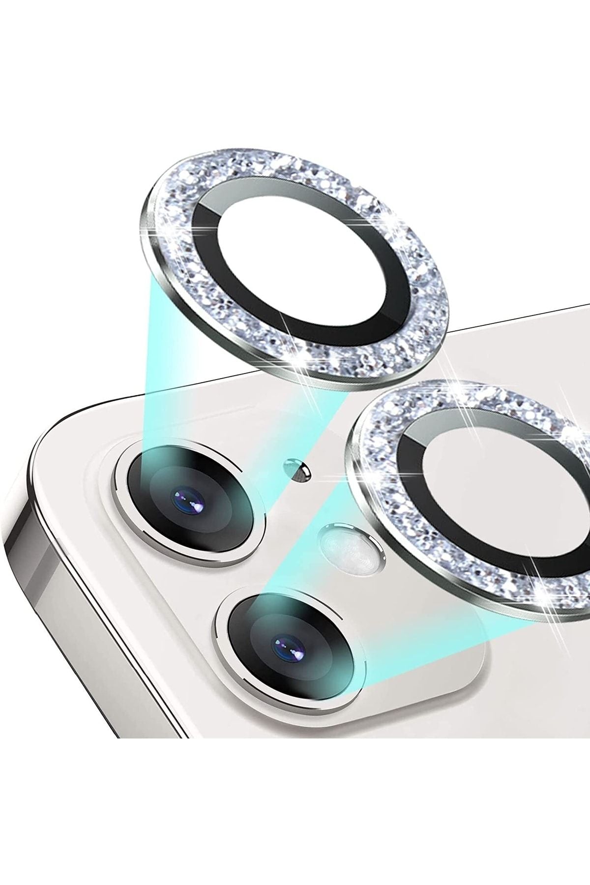 Iphone 11/12/12 Mini Compatible Owski Stone Silver Camera Lens Protection
