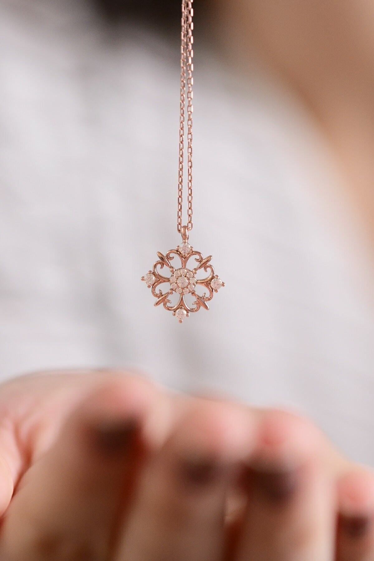 Minimal Clover with Tassel 14 K Rose Gold Plated Women Necklace