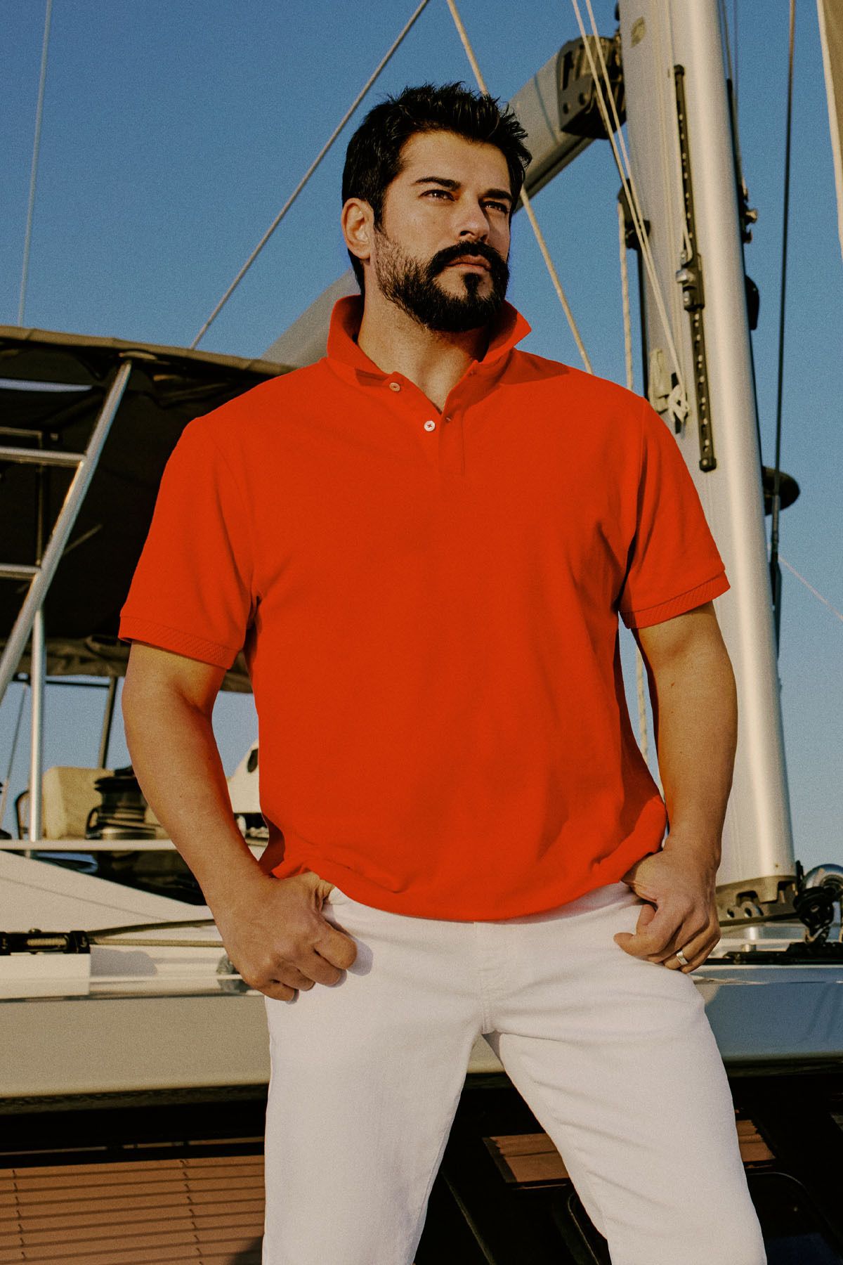 Men's Pomegranate 100 %Cotton Curiated Pike Polo Slim Slim Fit Narrow Cut T -shirt