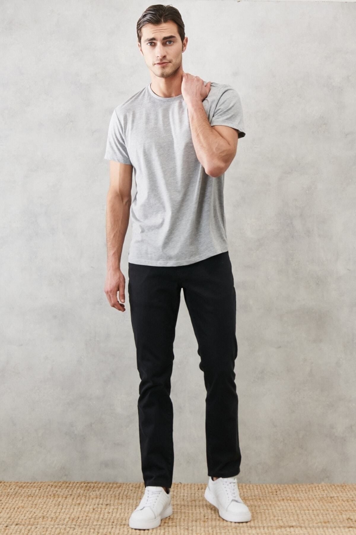 Men's black 360 degrees stretching in all directions, comfortable slim fit narrow cut pants