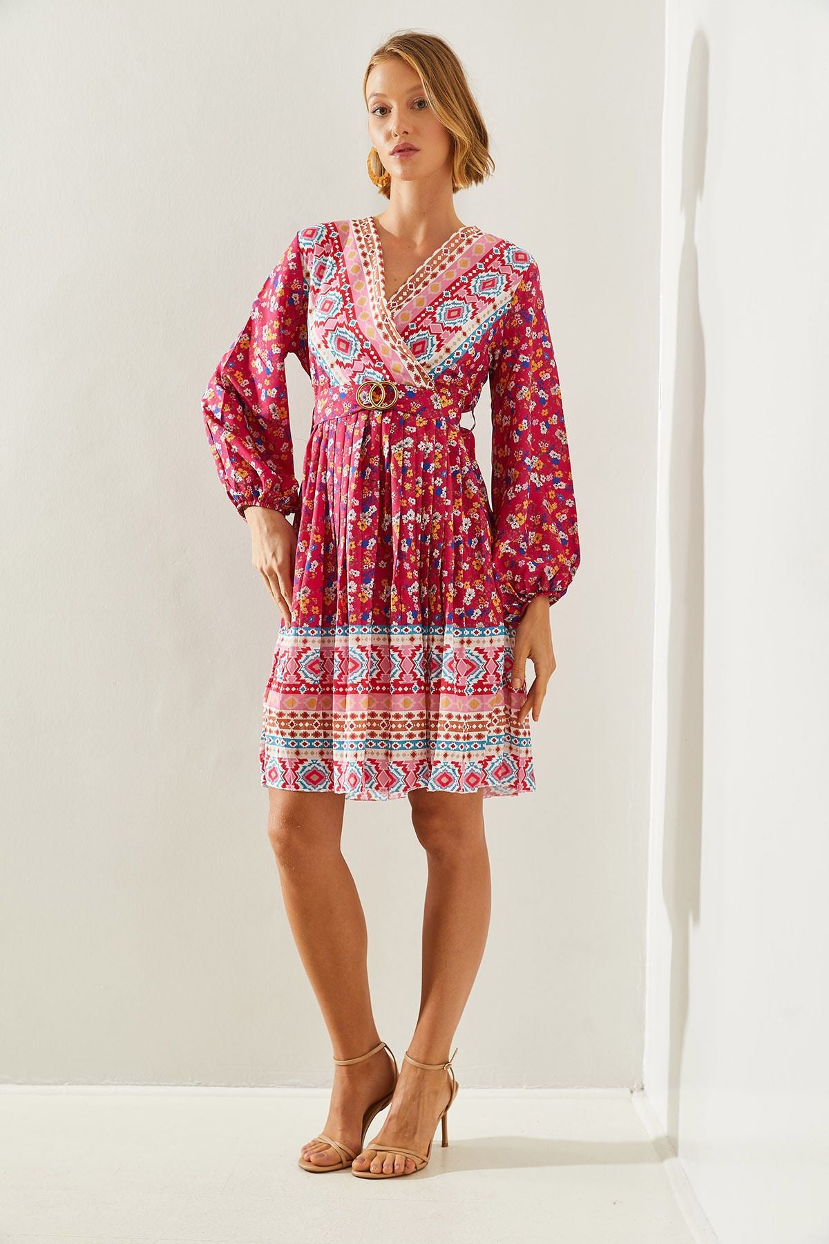 WOMEN'S SOLIDER BOLE FLOWER PATTERN PATTERNED DRESS 22138 60251604