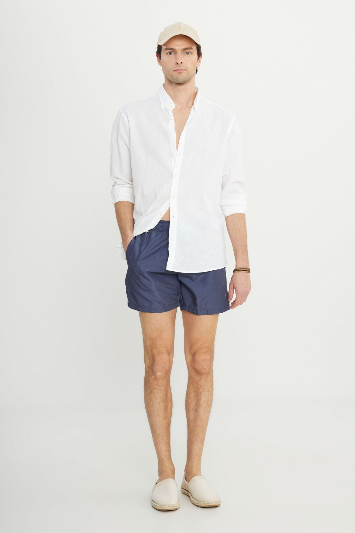 Men's Navy Blue Standard Fit Normal Cutting Fast Edge Side Patterned Sea Short Ma from Swimce