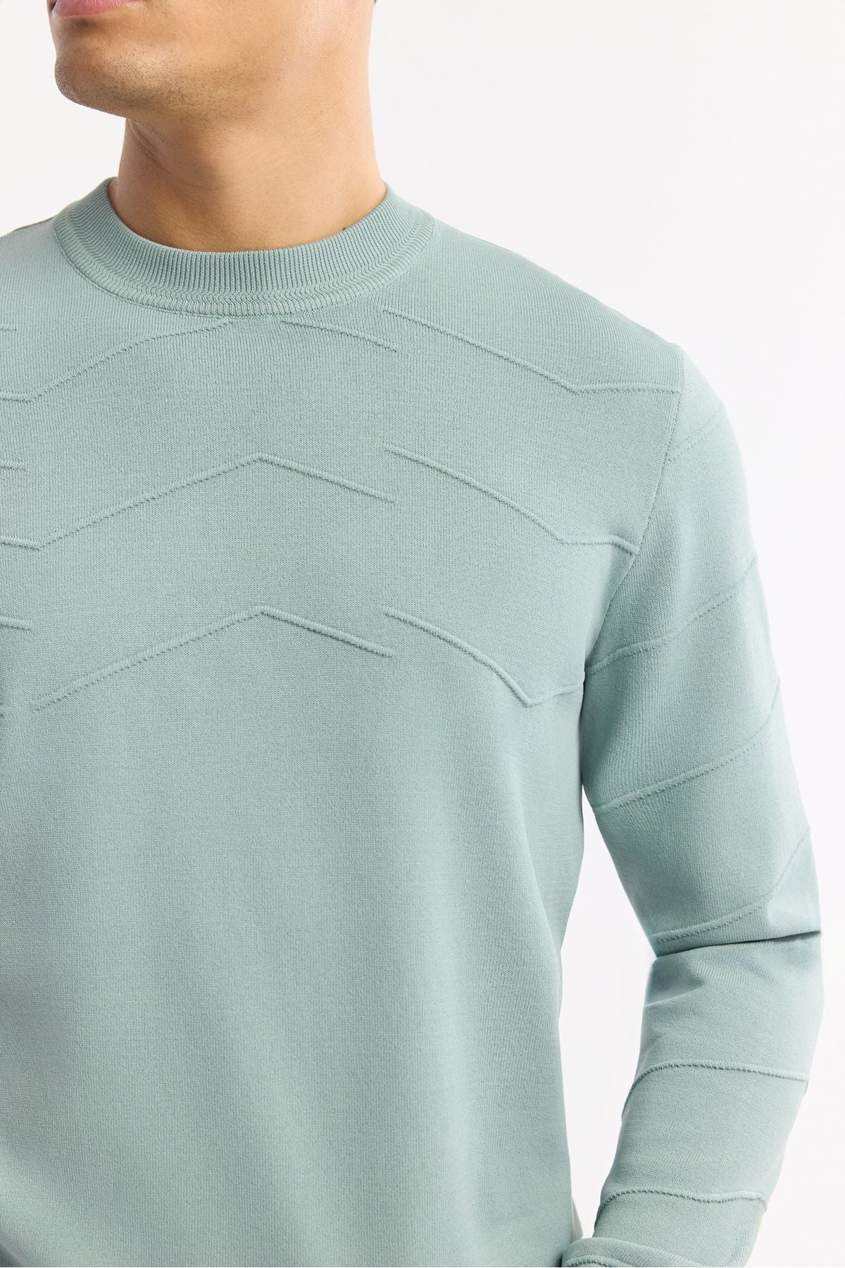Men's Nile Green Cycling Cyprus Front Roba and Knitting Detailed Rayon Kazakh A51Y5022