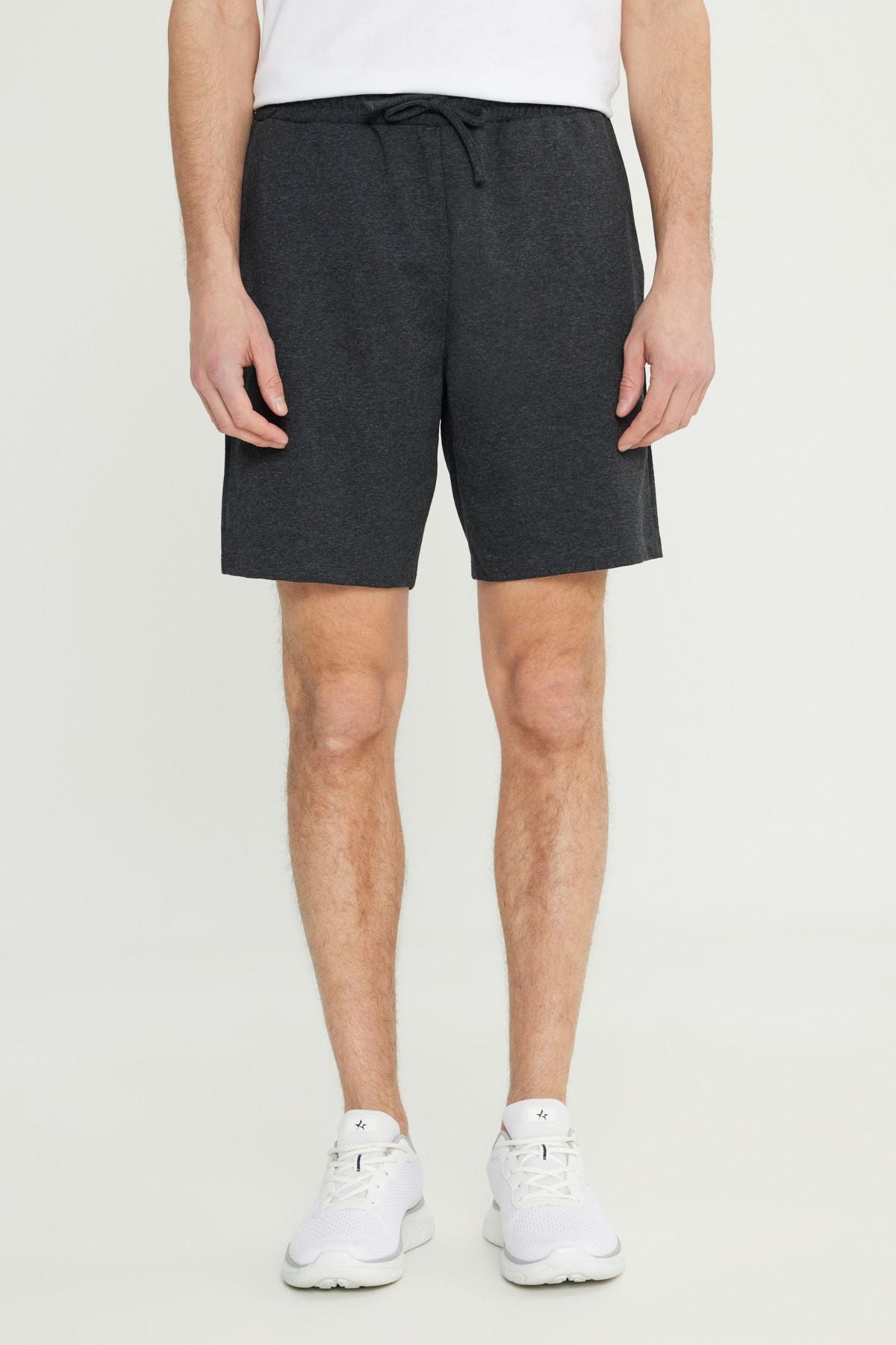 Men's anthracite standard fit Normal cut 2 yarn pocket recycle cotton knitted shorts