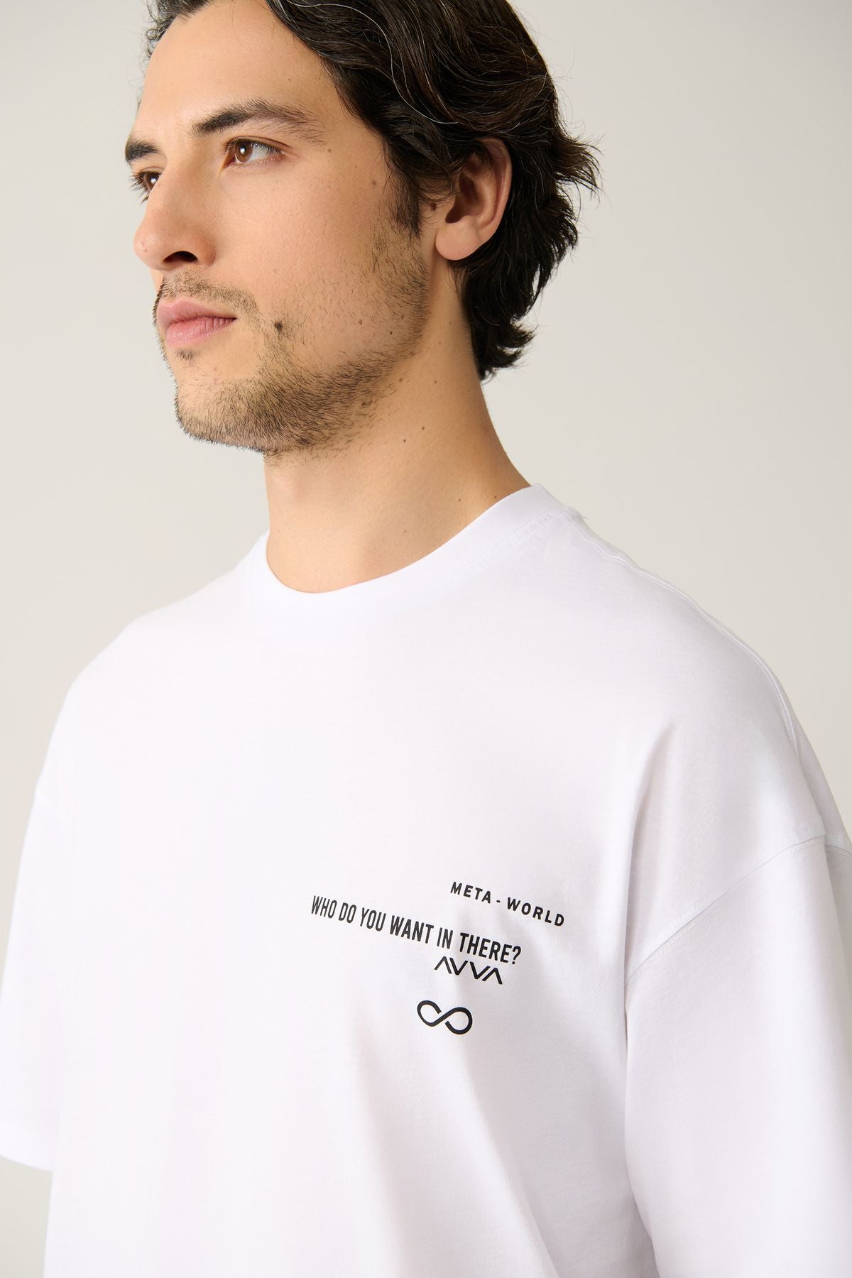 Men's White 100 %Cotton Bicycle Collar Printed Cotton T-Shirt A41y1355
