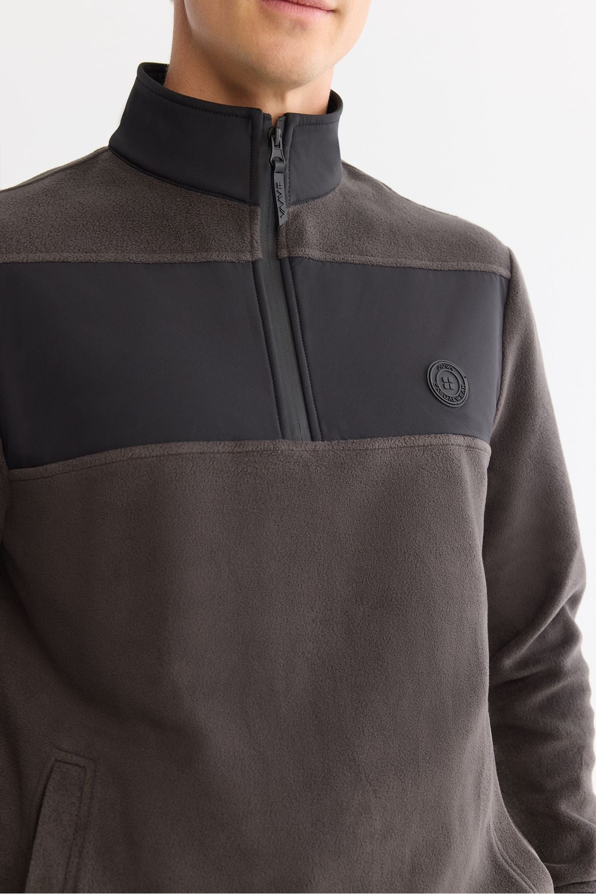 Erkek Antrasit Soğuğa Dayanıklı Fermuarlı Dik Yaka Polar Sweatshirt A42y1380
