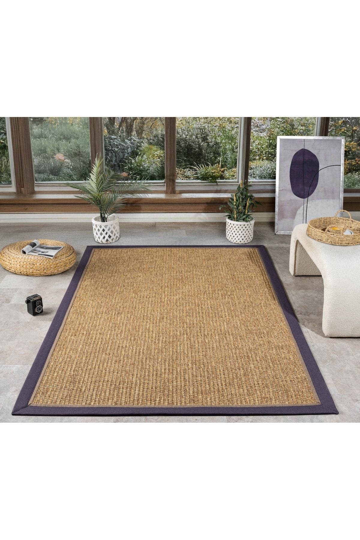 Double Border Wicker texture Sisal Salon Kitchen Corridor Cutter Cutting Running Machine Carpet
