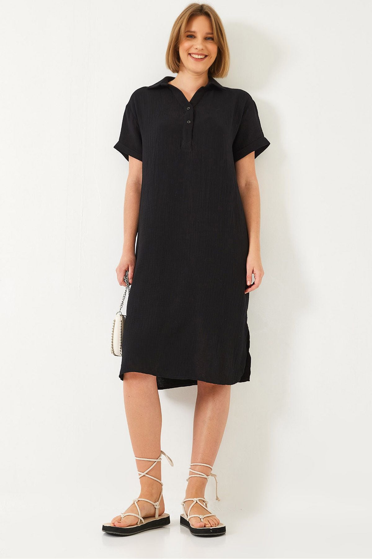 WOMEN'S Polo Yaka Summer Bolin Muslin Dress 70222 60271009