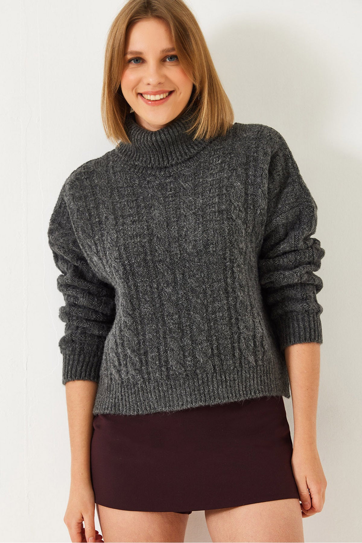 Women's Turtleneck Patterned Knitwear Sweater 20246940